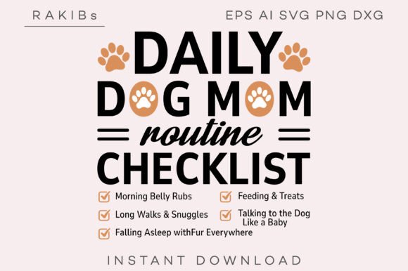 Daily Dog Mom Routine Checklist SVG PNG